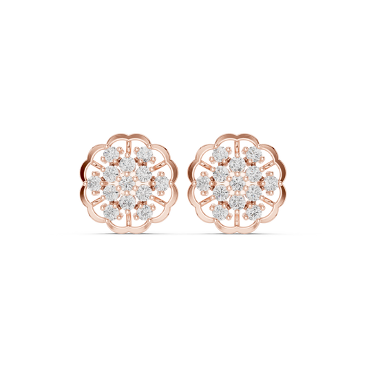 Velvet Aura Diamond Halo Studs • Brilliance Cluster Petal Design • Romantic Gift for Her