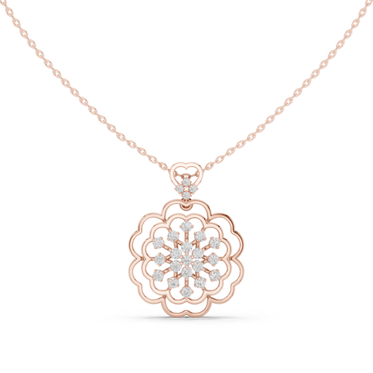 Timeless Floral Diamond Pendant | Luxury Gold Necklace with Brilliant Diamonds | Designer Floral Necklace for Women
