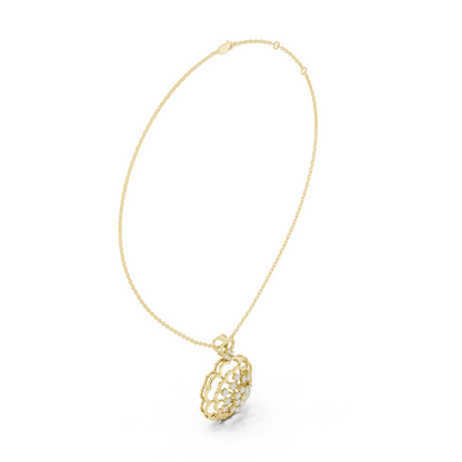 Timeless Floral Diamond Pendant | Luxury Gold Necklace with Brilliant Diamonds | Designer Floral Necklace for Women