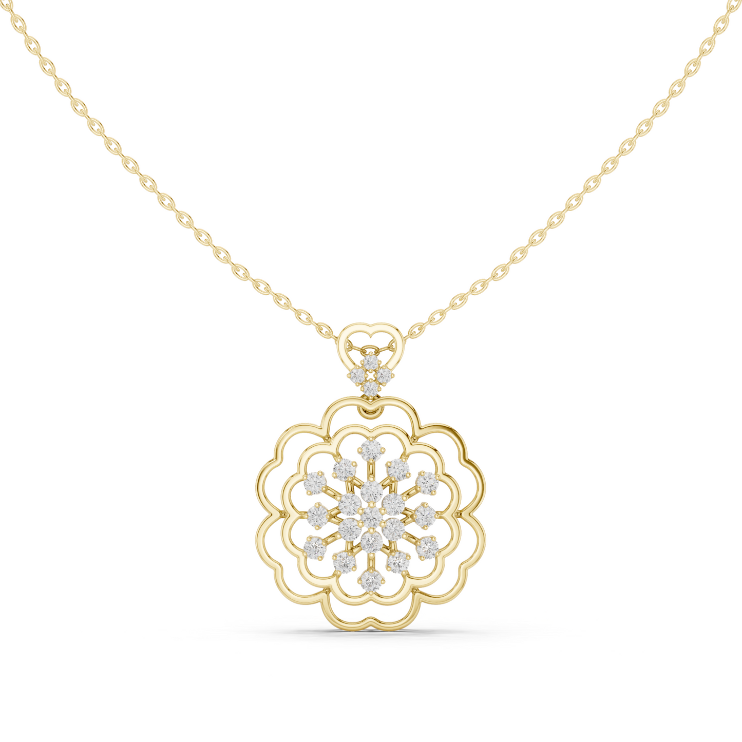 Lotus Filigree Pendant • Gold Floral Mandala  • Delicate Diamond Look Pendant • Everyday Women’s Jewelry
