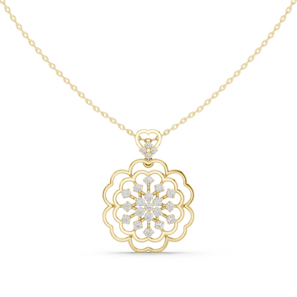 Timeless Floral Diamond Pendant | Luxury Gold Necklace with Brilliant Diamonds | Designer Floral Necklace for Women