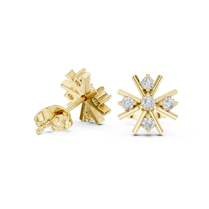 Vortex Star Diamond Studs • Multi-Spike Burst Earrings • High-Shine Gold Luxury Jewelry