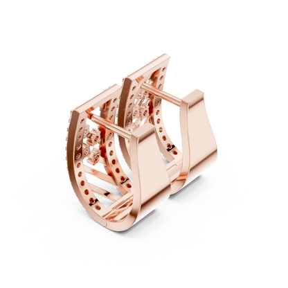 Fusion-Lattice Diamond Earrings • Advanced Gold Architecture • Radiant Precision Hoops