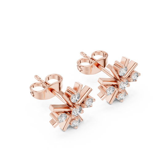 Vortex Star Diamond Studs • Multi-Spike Burst Earrings • High-Shine Gold Luxury Jewelry