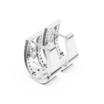 Fusion-Lattice Diamond Earrings • Advanced Gold Architecture • Radiant Precision Hoops