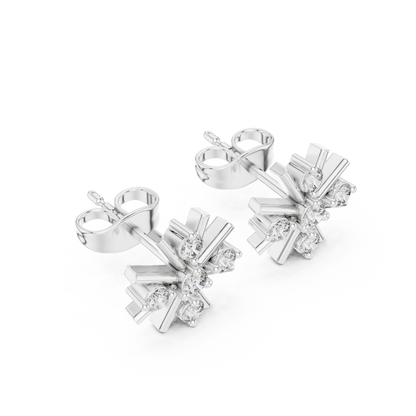 Vortex Star Diamond Studs • Multi-Spike Burst Earrings • High-Shine Gold Luxury Jewelry