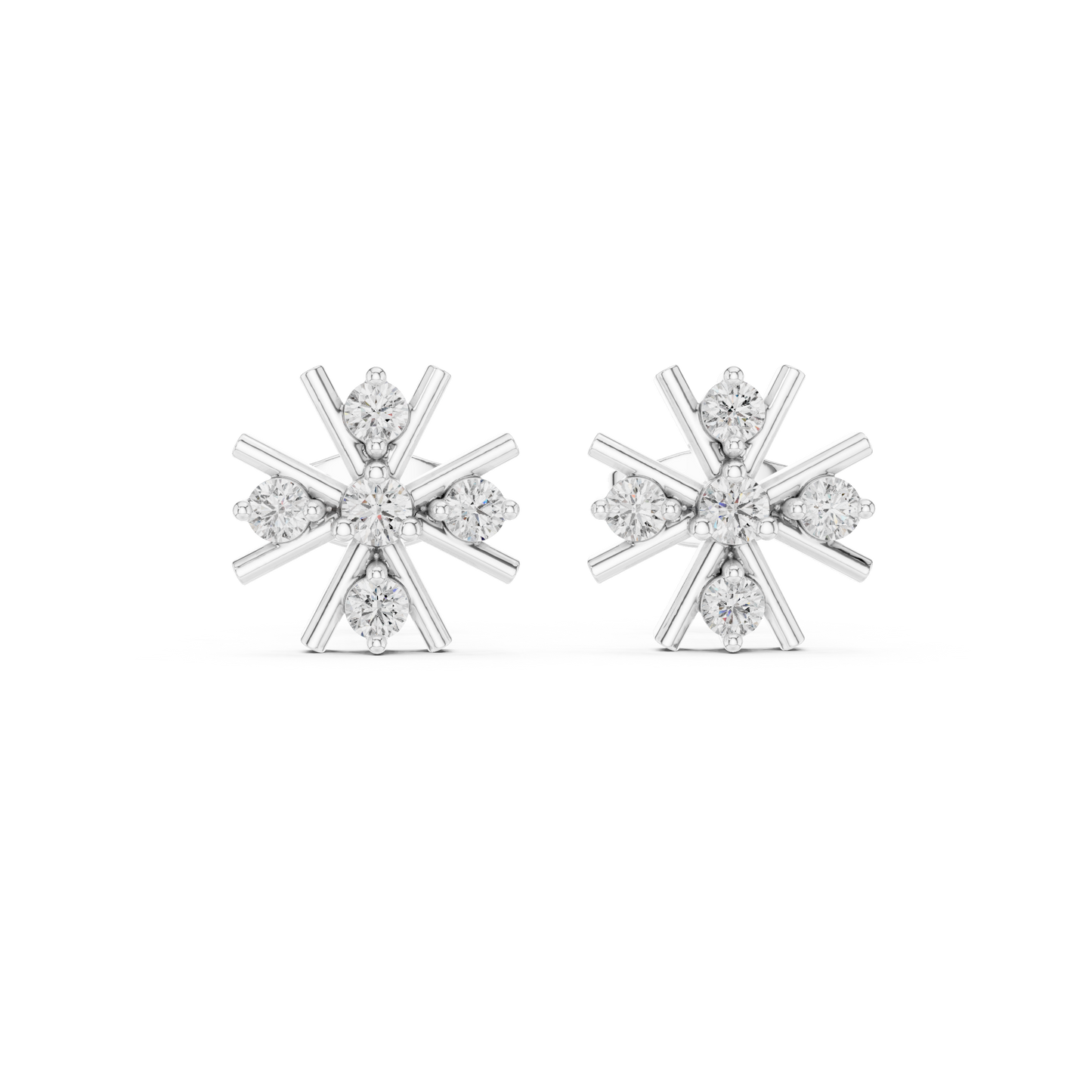 Vortex Star Diamond Studs • Multi-Spike Burst Earrings • High-Shine Gold Luxury Jewelry