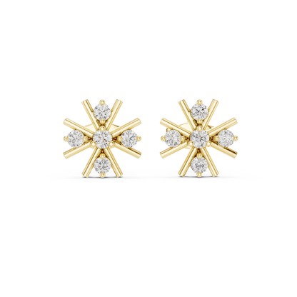 Vortex Star Diamond Studs • Multi-Spike Burst Earrings • High-Shine Gold Luxury Jewelry