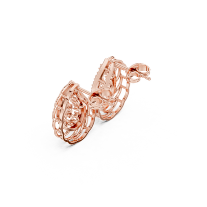 Phoenix Glow Cage Earrings • Blazing Diamond Cluster • Ultra-Luxe Gold Teardrop Art