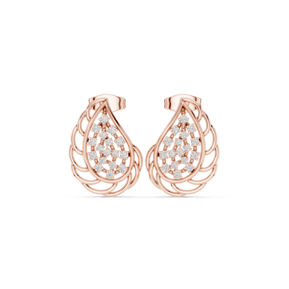 Phoenix Glow Cage Earrings • Blazing Diamond Cluster • Ultra-Luxe Gold Teardrop Art
