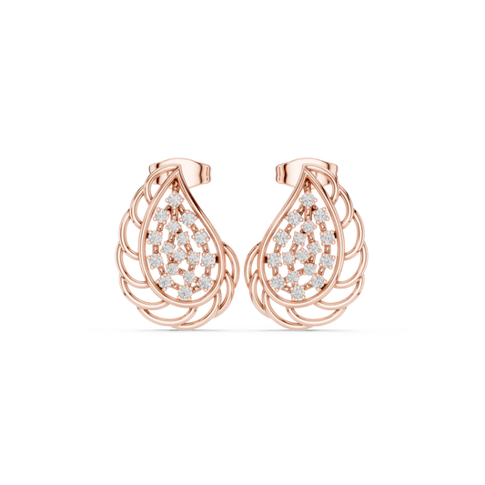 Phoenix Glow Cage Earrings • Blazing Diamond Cluster • Ultra-Luxe Gold Teardrop Art