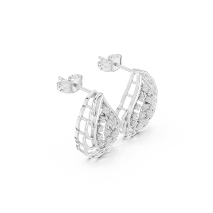 Phoenix Glow Cage Earrings • Blazing Diamond Cluster • Ultra-Luxe Gold Teardrop Art