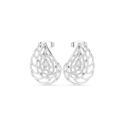 Phoenix Glow Cage Earrings • Blazing Diamond Cluster • Ultra-Luxe Gold Teardrop Art