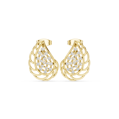 Phoenix Glow Cage Earrings • Blazing Diamond Cluster • Ultra-Luxe Gold Teardrop Art