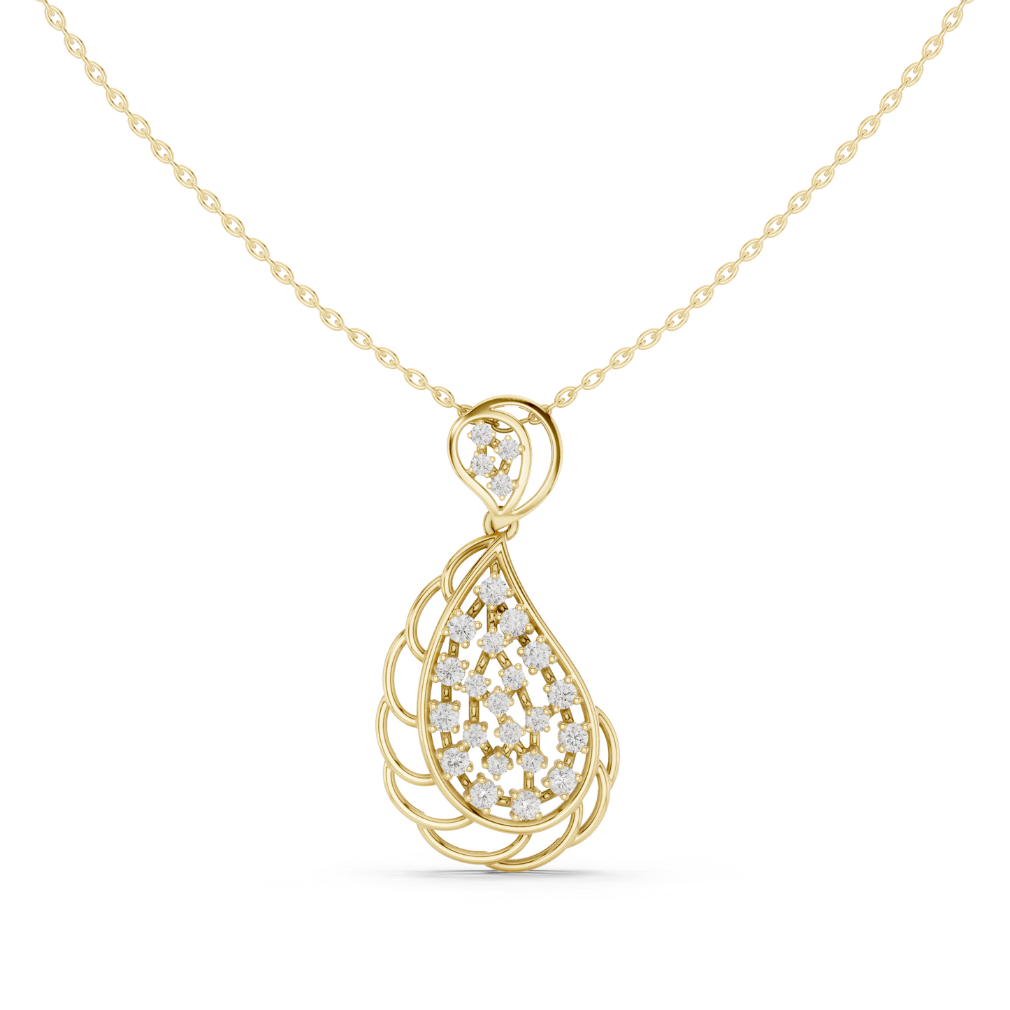 Paisley Diamond Drop Pendant • Elegant Teardrop Design • Luxury Sparkle Jewelry