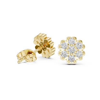Cluster Diamond Earrings | Premium Gold Finish | Classic Floral Design With Modern Brilliance