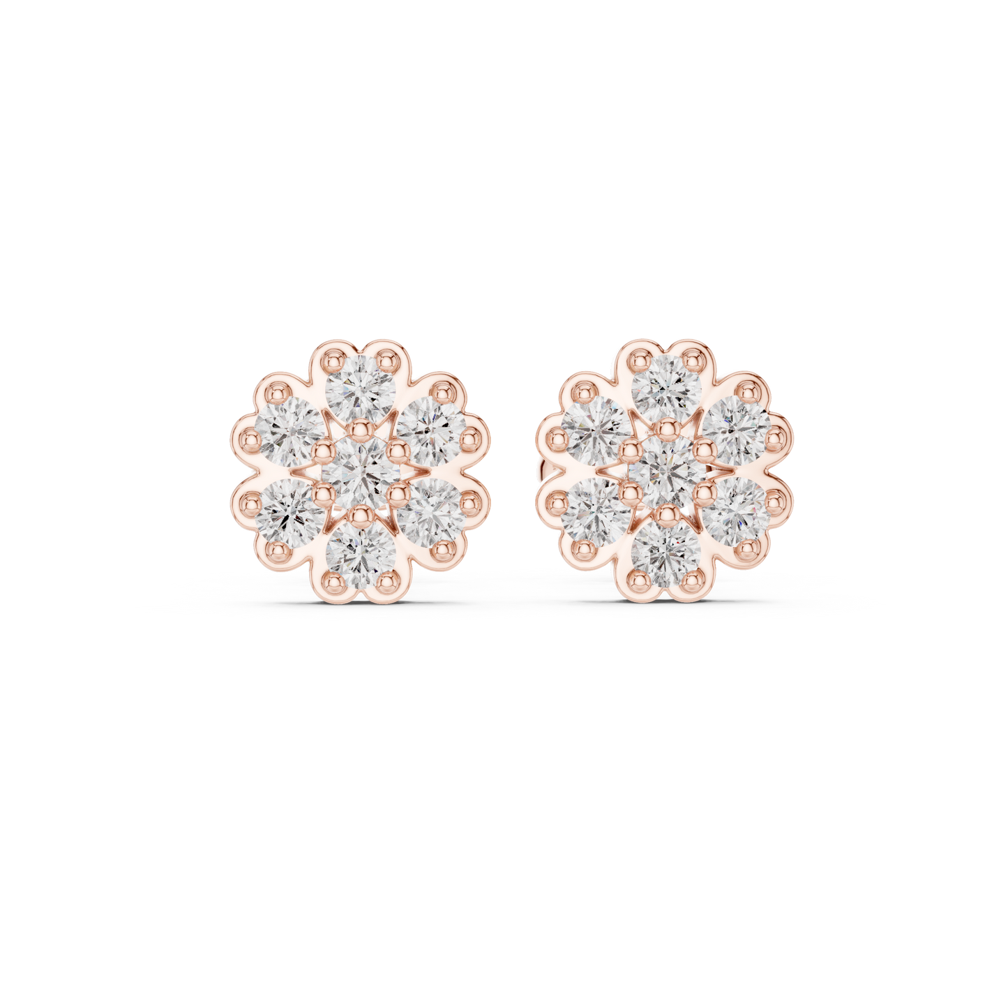 Cluster Diamond Earrings | Premium Gold Finish | Classic Floral Design With Modern Brilliance