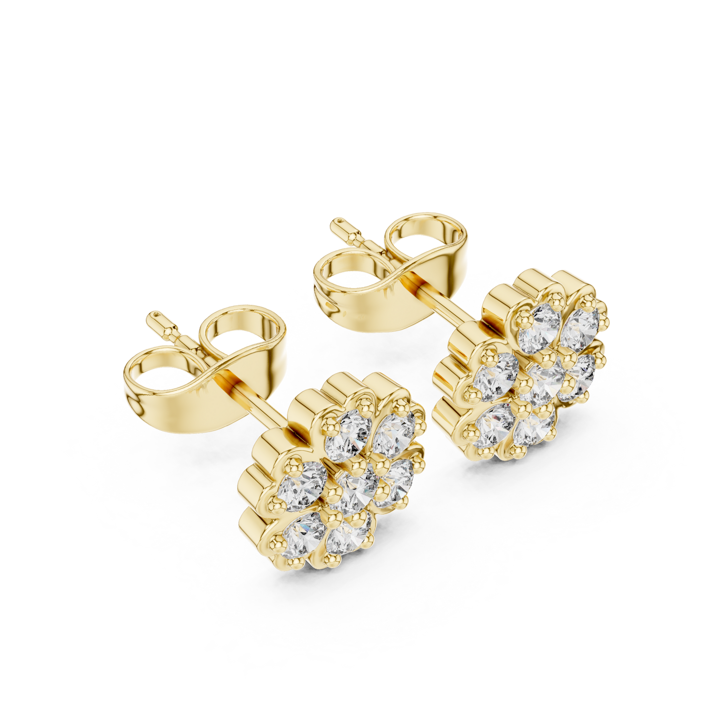 Cluster Diamond Earrings | Premium Gold Finish | Classic Floral Design With Modern Brilliance