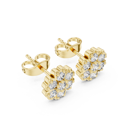 Cluster Diamond Earrings | Premium Gold Finish | Classic Floral Design With Modern Brilliance