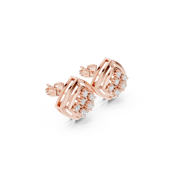 Spectrum Beam Diamond Studs | Multi-Frame Gold Earrings | Trendy Rare Minimalist Style