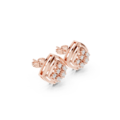 Spectrum Beam Diamond Studs | Multi-Frame Gold Earrings | Trendy Rare Minimalist Style