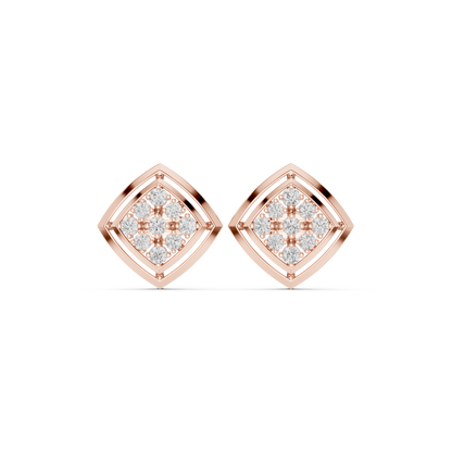 Spectrum Beam Diamond Studs | Multi-Frame Gold Earrings | Trendy Rare Minimalist Style