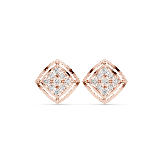 Spectrum Beam Diamond Studs | Multi-Frame Gold Earrings | Trendy Rare Minimalist Style