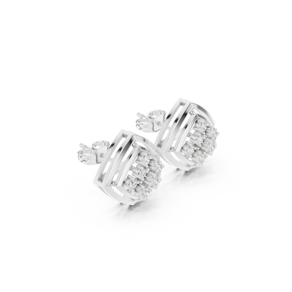 Spectrum Beam Diamond Studs | Multi-Frame Gold Earrings | Trendy Rare Minimalist Style