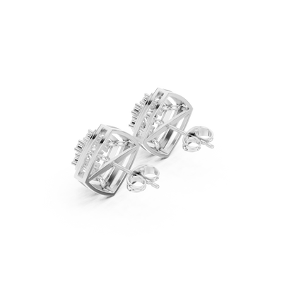 Spectrum Beam Diamond Studs | Multi-Frame Gold Earrings | Trendy Rare Minimalist Style