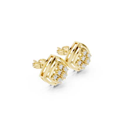 Spectrum Beam Diamond Studs | Multi-Frame Gold Earrings | Trendy Rare Minimalist Style