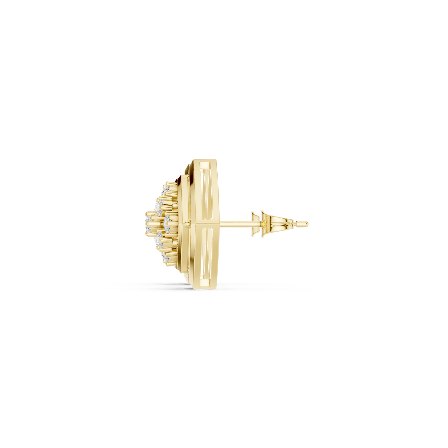 Spectrum Beam Diamond Studs | Multi-Frame Gold Earrings | Trendy Rare Minimalist Style