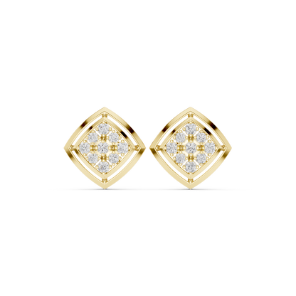 Spectrum Beam Diamond Studs | Multi-Frame Gold Earrings | Trendy Rare Minimalist Style