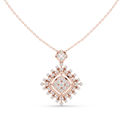 Heritage Sunburst Diamond Pendant • Dazzle Halo Charm • Fashion Gold Jewelry