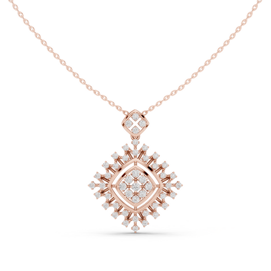 Heritage Sunburst Diamond Pendant • Dazzle Halo Charm • Fashion Gold Jewelry