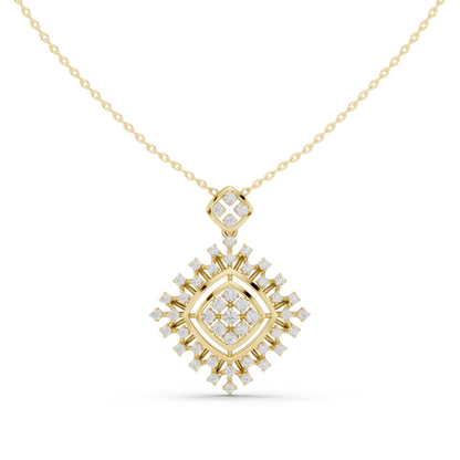 Heritage Sunburst Diamond Pendant • Dazzle Halo Charm • Fashion Gold Jewelry