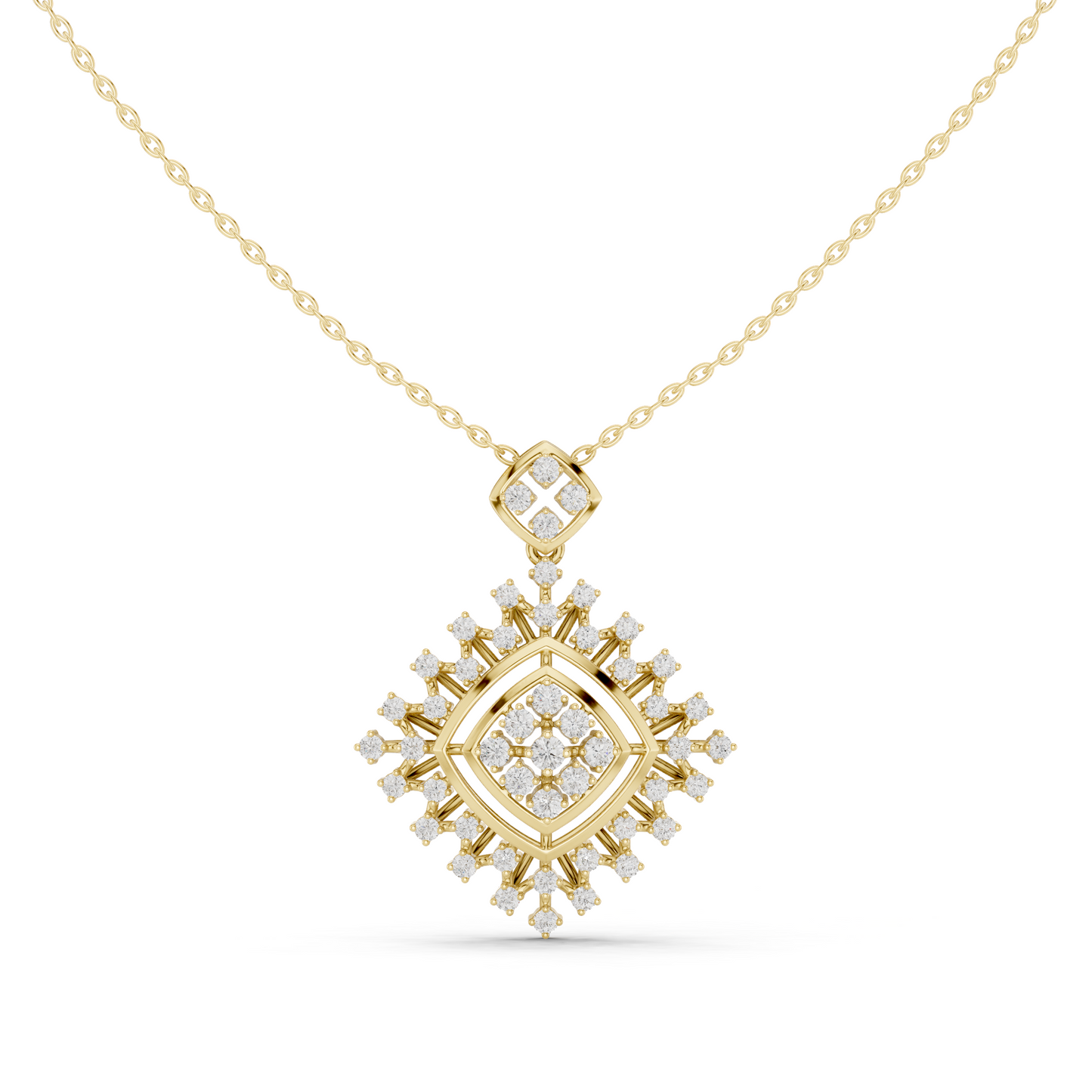 Heritage Sunburst Diamond Pendant • Dazzle Halo Charm • Fashion Gold Jewelry