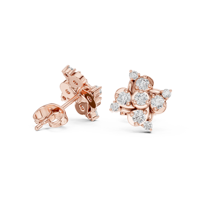 Designer Diamond Earrings | 925 Sterling Silver Floral Studs | Statement Elegance With Delicate Shine