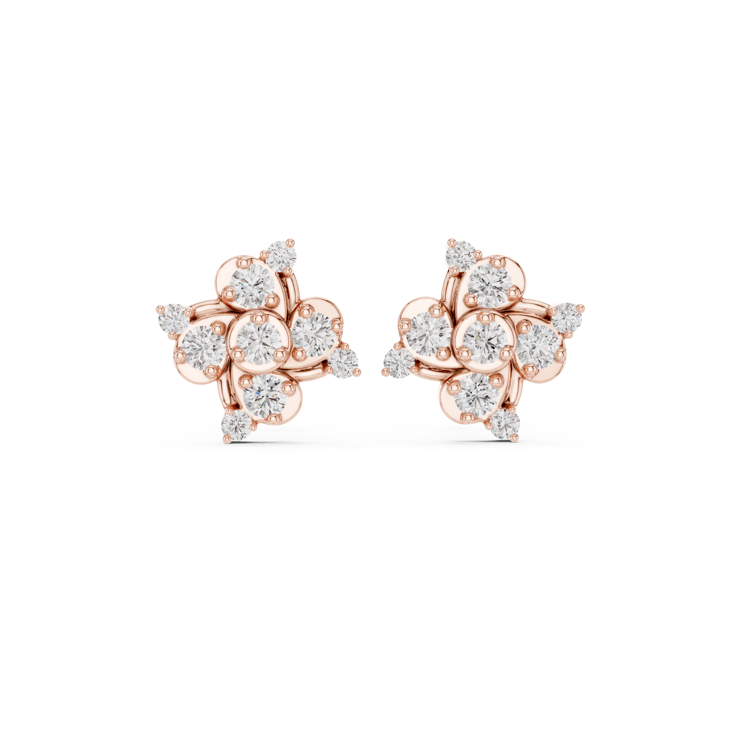 Designer Diamond Earrings | 925 Sterling Silver Floral Studs | Statement Elegance With Delicate Shine