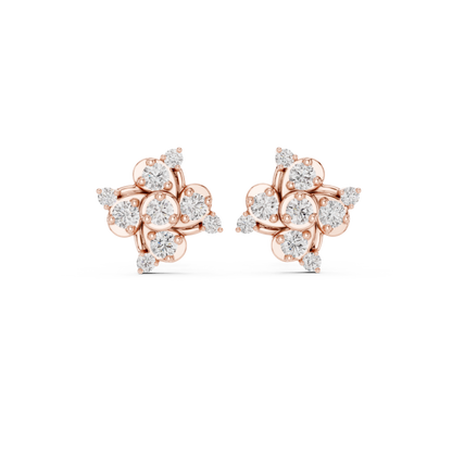 Designer Diamond Earrings | 925 Sterling Silver Floral Studs | Statement Elegance With Delicate Shine