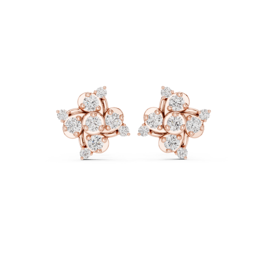 Designer Diamond Earrings | Gold Floral Studs | Statement Elegance With Delicate Shine