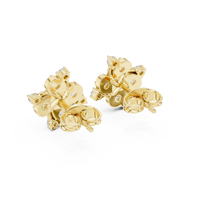 Designer Diamond Earrings | 925 Sterling Silver Floral Studs | Statement Elegance With Delicate Shine