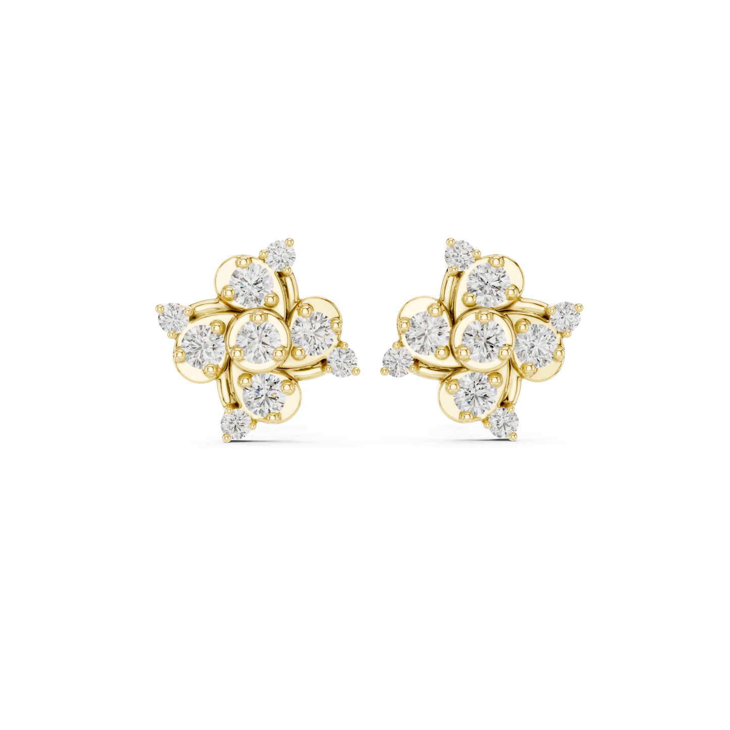 Designer Diamond Earrings | 925 Sterling Silver Floral Studs | Statement Elegance With Delicate Shine