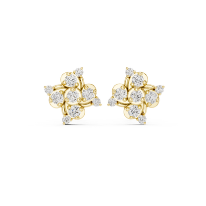 Designer Diamond Earrings | 925 Sterling Silver Floral Studs | Statement Elegance With Delicate Shine
