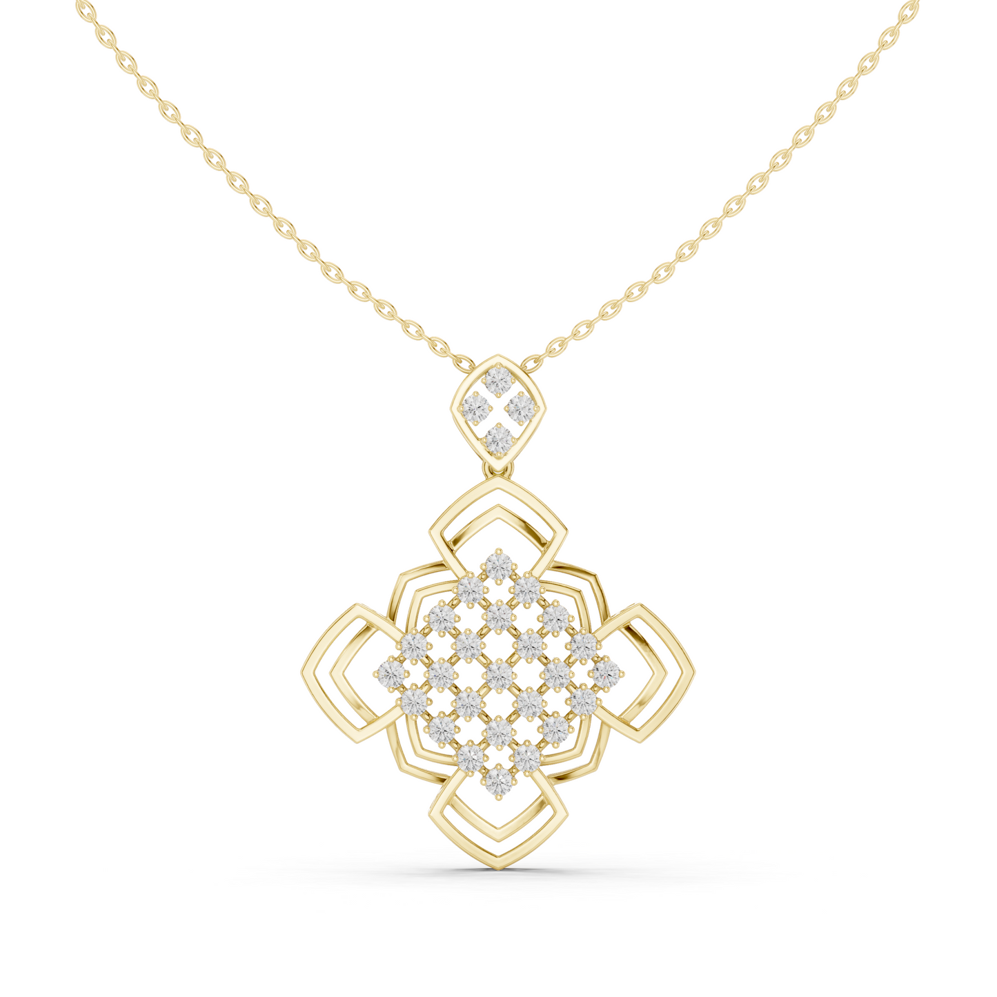 Lotus Geometry Diamond Pendant • Designer Piece • Signature Design Piece • Timeless Artistic Style