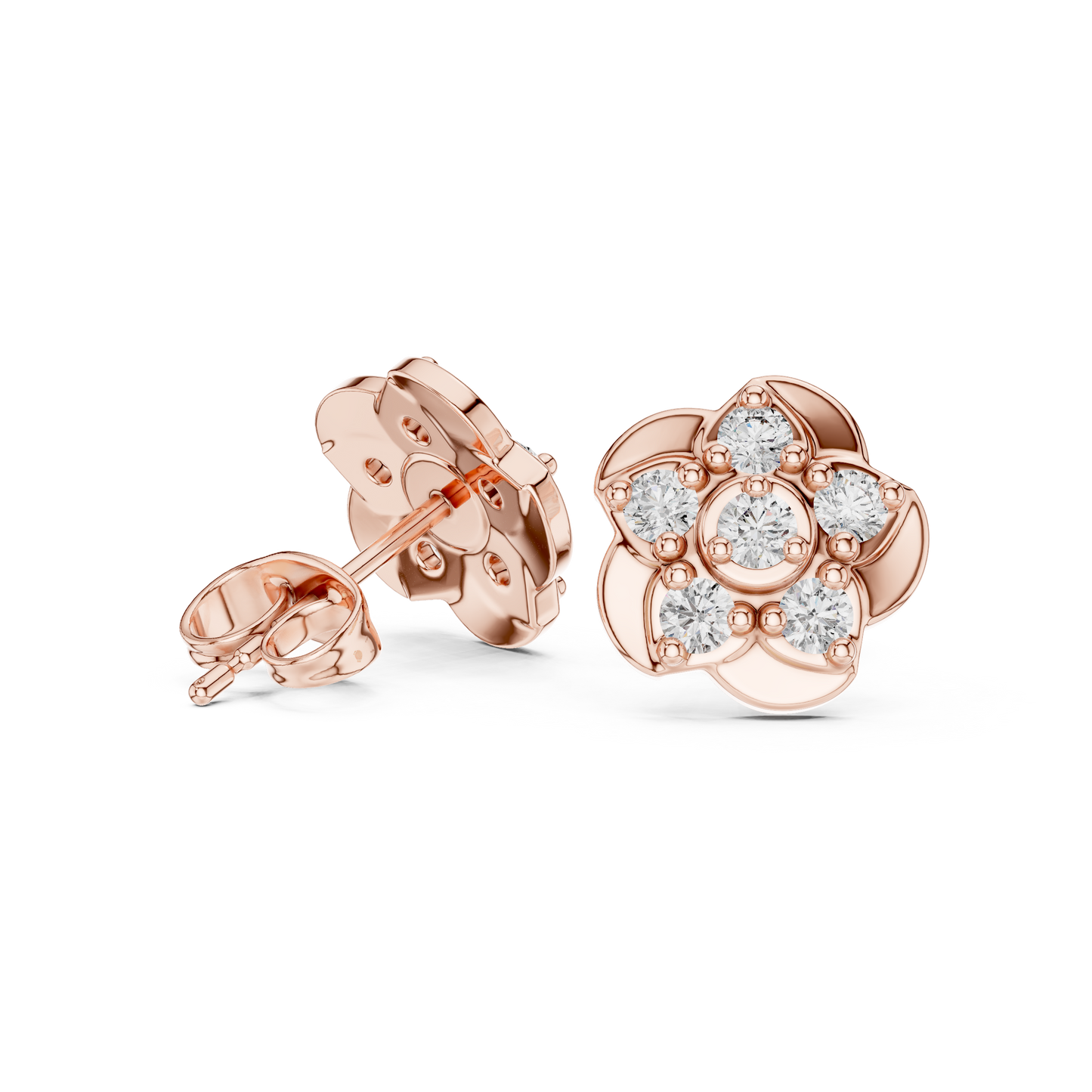 Opulent Bloom Diamonds | Signature Floral Studs | Fine Gold Earrings For Modern Royalty