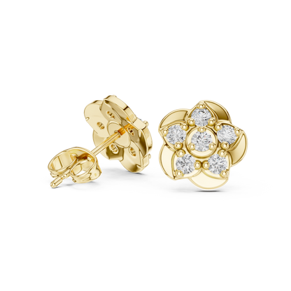 Opulent Bloom Diamonds | Signature Floral Studs | Fine Gold Earrings For Modern Royalty