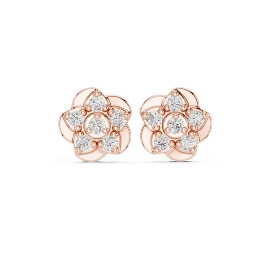 Opulent Bloom Diamonds | Signature Floral Studs | Fine Gold Earrings For Modern Royalty