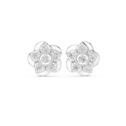 Opulent Bloom Diamonds | Signature Floral Studs | Fine Gold Earrings For Modern Royalty