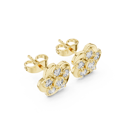 Opulent Bloom Diamonds | Signature Floral Studs | Fine Gold Earrings For Modern Royalty