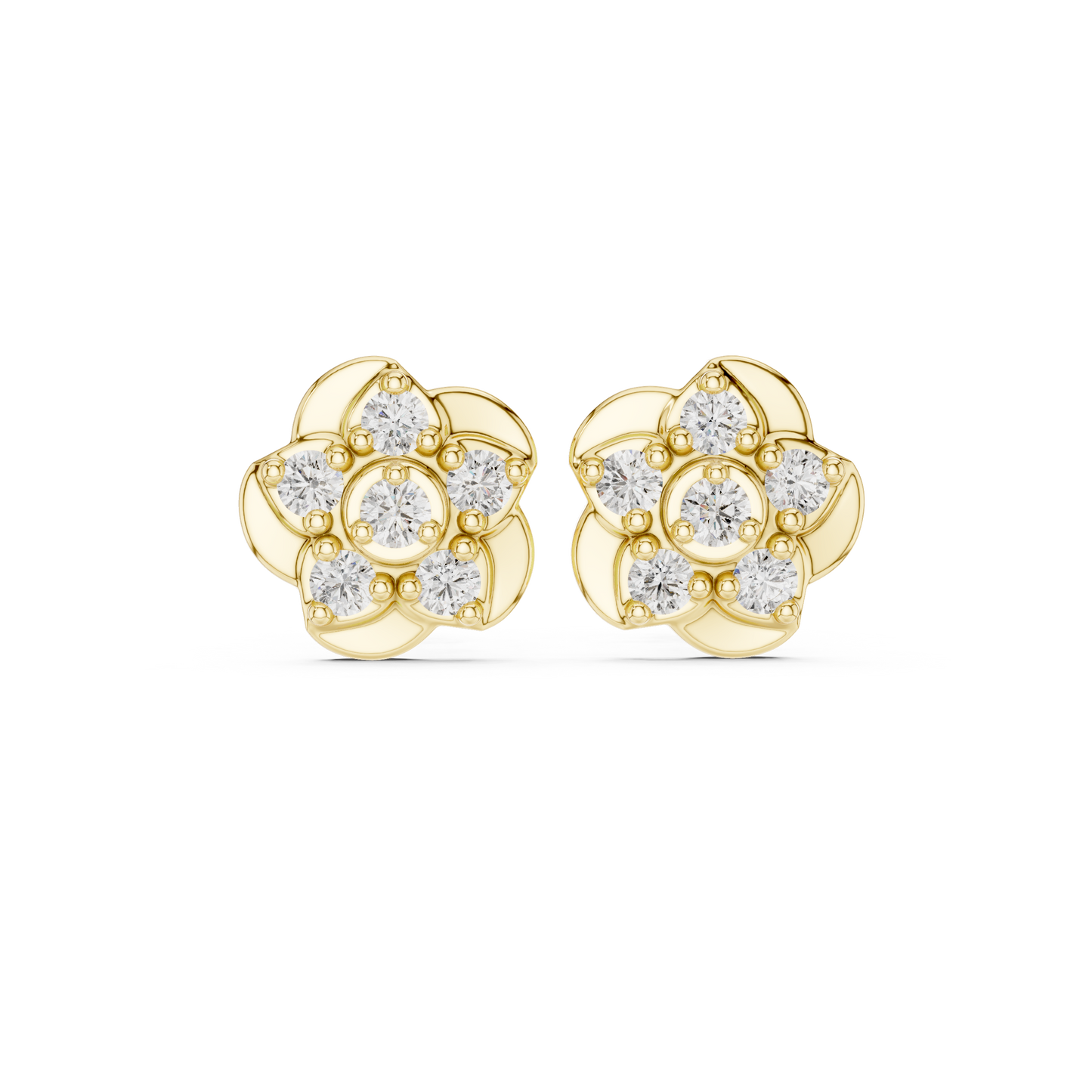 Opulent Bloom Diamonds | Signature Floral Studs | Fine Gold Earrings For Modern Royalty